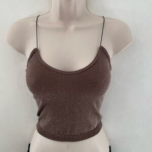 Free People Chocolate Brown shimmer  Knit Top